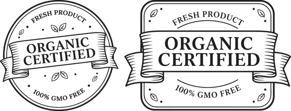 Organic certified stamp icon set premium badges