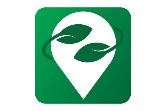 Organic Maps icon, map pin icon, map with leaf icon, Natural Map pin icon.