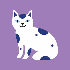 Cute white cat with blue spots © Vooglo.com