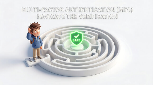 A scared cartoon character contemplates a white maze with a green checkmark.