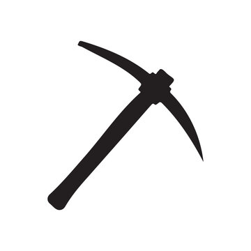 Pick axe silhouette icon vector flat design.