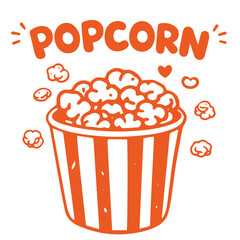 Popcorn bucket snack cinema food simple illustration with popcorn pieces  © Irina 