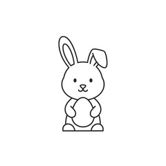 Fototapeta premium Cute Cartoon Bunny Holding Egg.