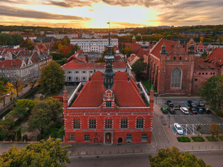 Beautiful sunset over the Old Town in Gdansk. Poland