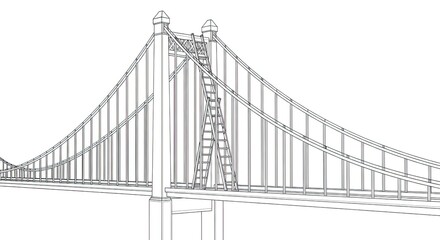 Obraz premium Architectural bridge drawing perspective isolated on white background