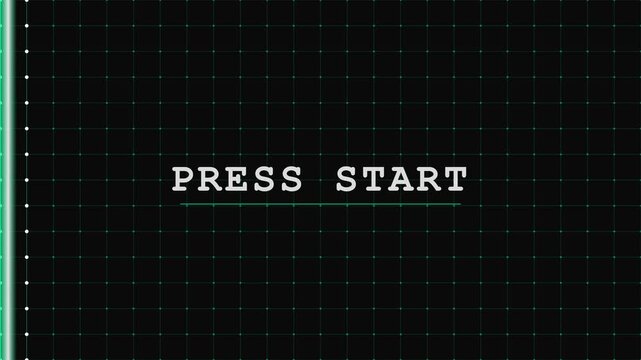 Press Start Text on Green Grid Background