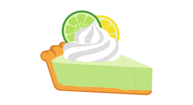 Slice of Key Lime Pie with Whipped Cream and Citrus Garnish