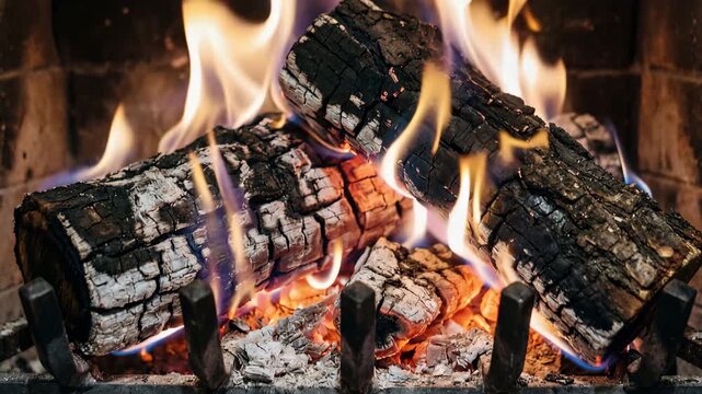 wood burning in a fireplace