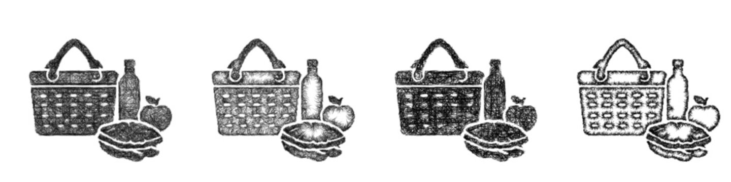 Sketch picnic icon design set