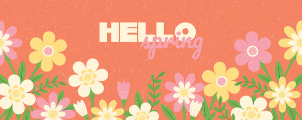 Spring cutest card or poster for the spring holiday with wildflowers. Floral art template for Womens Day March 8, Easter, birthday and Mothers Day © Iuliana