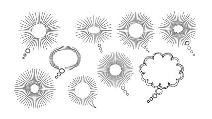 Creative Thought Bubbles: A collection of various hand-drawn thought bubbles, each uniquely designed, offering space for imaginative ideas and communication. © Maira