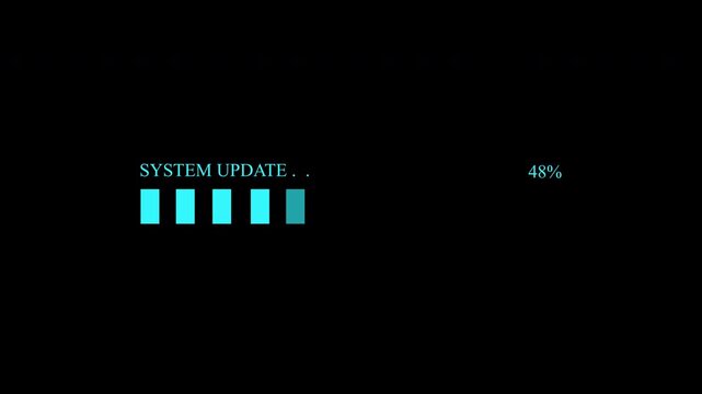Clean System Update Progress Bar Animation, Minimal Loading Indicator with Percentage Display on Dark Background
