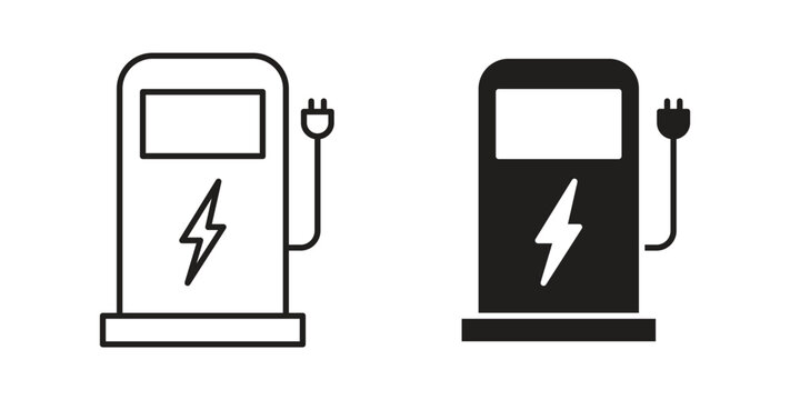 Charging station icon vector design elements. icon in flat and line style.