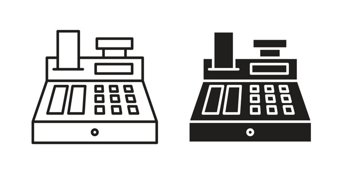 Cash register icon vector design elements. icon in flat and line style.