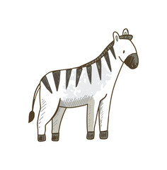 Obraz premium Cute Zebra Illustration Safari Animal Cartoon Style