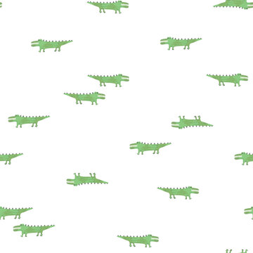 Cute Crocodile Seamless Pattern Jungle Style