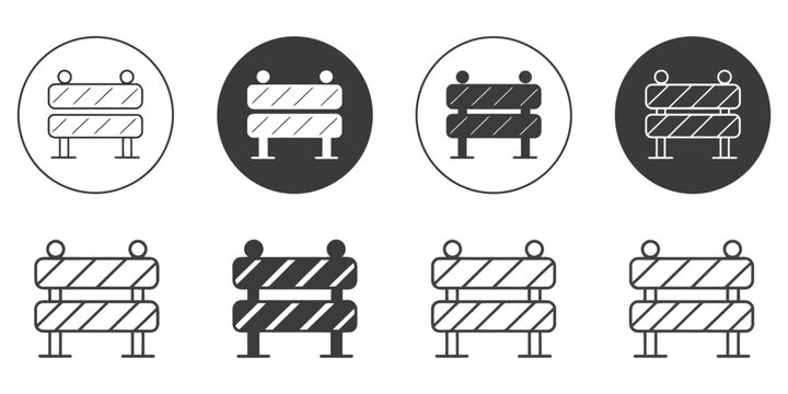 Roadblock icon flat design in black and white isolated minimal traffic barrier symbol vector illustration for web mobile interface signage
