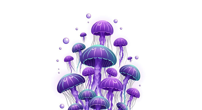 Purple Jellyfish Swimming in Water.