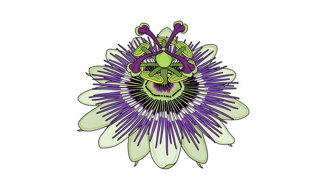 Purple Passion Flower Bloom Closeup.