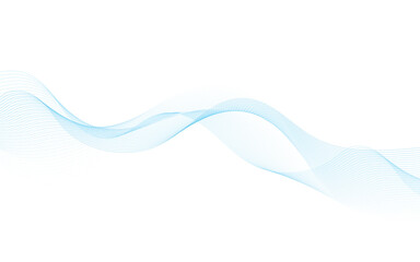 Fototapeta premium Abstract soft blue horizontal wave on white background.Elegant smooth blue flowing line vector illustration.