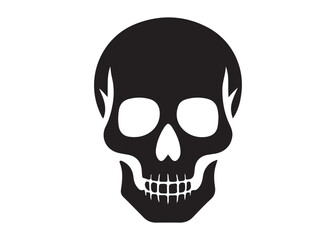 Obraz premium skull and crossbones logo silhouette vector, human skull head logo silhouette vector illustration, crossing bones skull silhouette logo, toxic warning logo silhouette design on white background