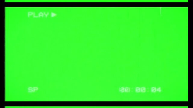 Retro Camcorder Playback Screen Green Display Overlay with Timecode and Control Interface