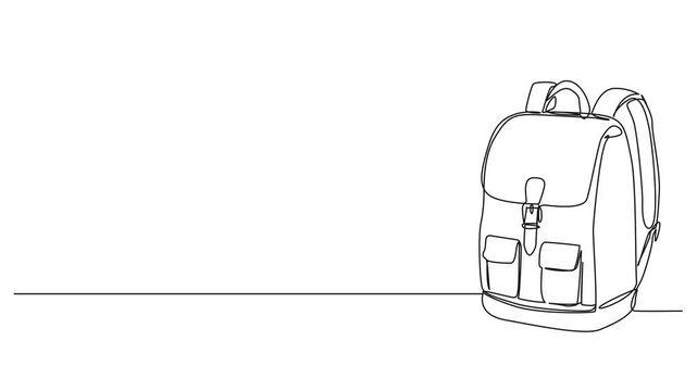animated continuous line drawing of a school bag, line art animation
