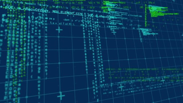 Animation of data processing on navy background