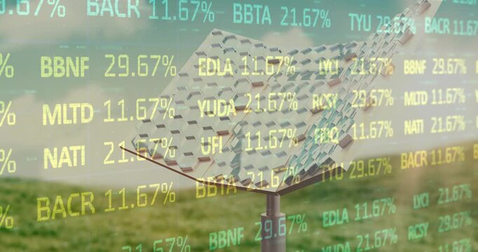 Animation of financial data processing over moving cogs