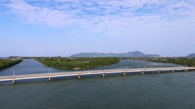 Drone view of Bu Lu Bridge in Vietnam