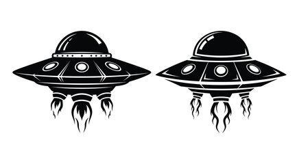 Fototapeta premium UFO Spaceship Vector Icon Set for Science Fiction Designs