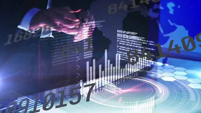 Animation of women dancing over graphic music equalizer