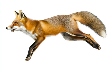 Fototapeta premium Running red fox in profile isolated on a white background