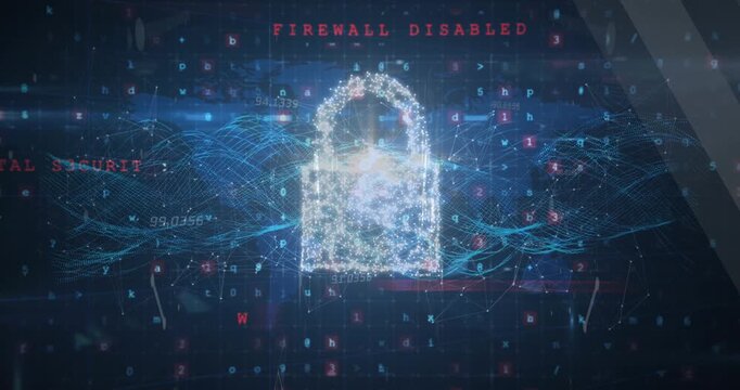 Animation of data processing over padlock
