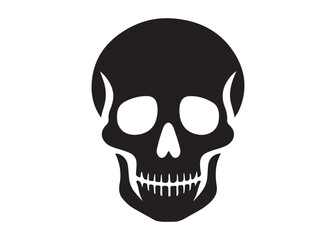 Obraz premium skull and crossbones logo silhouette vector, human skull head logo silhouette vector illustration, crossing bones skull silhouette logo, toxic warning logo silhouette design on white background