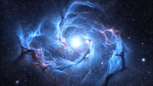 A vibrant and detailed digital artwork depicts a swirling nebula with a bright central star, set against a backdrop of countless stars in a deep space environment.
