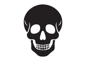 Obraz premium skull and crossbones logo silhouette vector, human skull head logo silhouette vector illustration, crossing bones skull silhouette logo, toxic warning logo silhouette design on white background