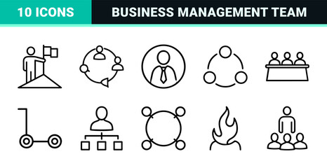 Fototapeta premium Business management and human resources line icons set