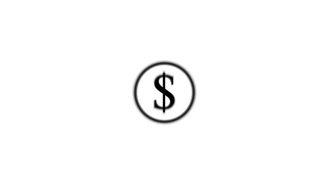 White color Dollar sign symbol icon animation, on a white background, Dollar coin money animation sign symbol motion graphics, with 4k video animation.