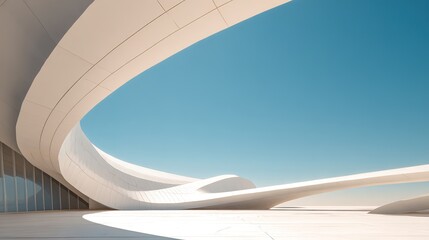 Fototapeta premium Futuristic Roof Architecture Design Showcase Modern Exhibition Space Clean Lines and Minimalism Open Air Environment Aerial View of Architecture Innovative Concepts for Sustainable Living