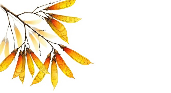 Autumnal cascade a watercolor painting of samara seeds on a branch