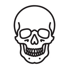 Obraz premium Minimal Skull Outline Vector Illustration – Simple Line Art Skeleton Head Icon