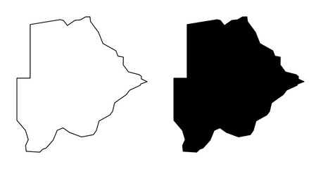 Fototapeta premium Botswana map icon set. Botswana map line and silhouette icon isolated on transparent background
