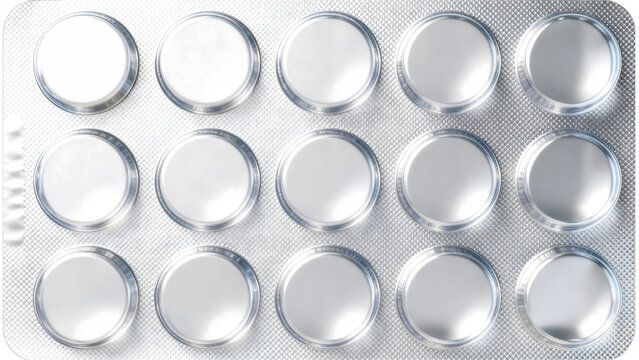 Blank foil pill blister pack mockup on white background.
