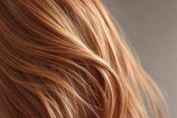Naklejka premium Glossy hair strands gleam under soft lighting
