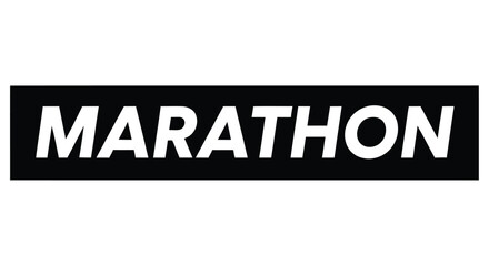 Fototapeta premium Minimalist design featuring the word marathon in bold black text on white