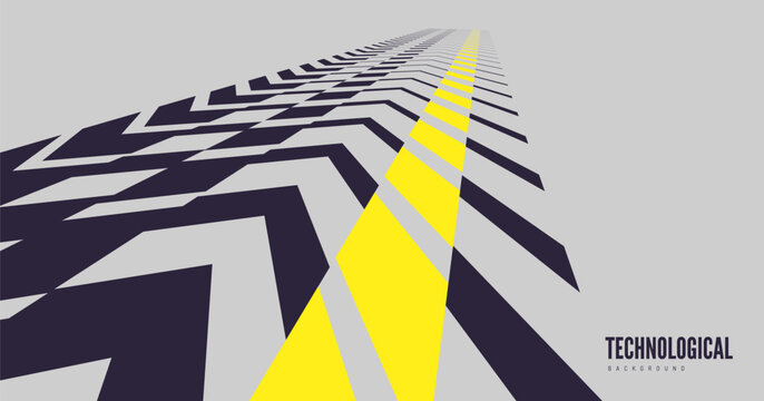 Multidirectional arrows of thin and thick lines. Dynamic perspective of tire tracks, a path of movement, or an imprint. Geometric print. Illustration for brochure, poster, cover, presentation, etc.