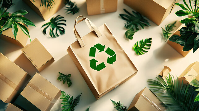 Ins Style Recyclable and Environmentally Friendly Paper Bag and Recycling Concept