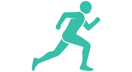 Fototapeta premium A teal colored silhouette of a person in a dynamic running pose