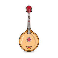 Fototapeta premium Traditional Round Bodied Stringed Musical Instrument Illustration